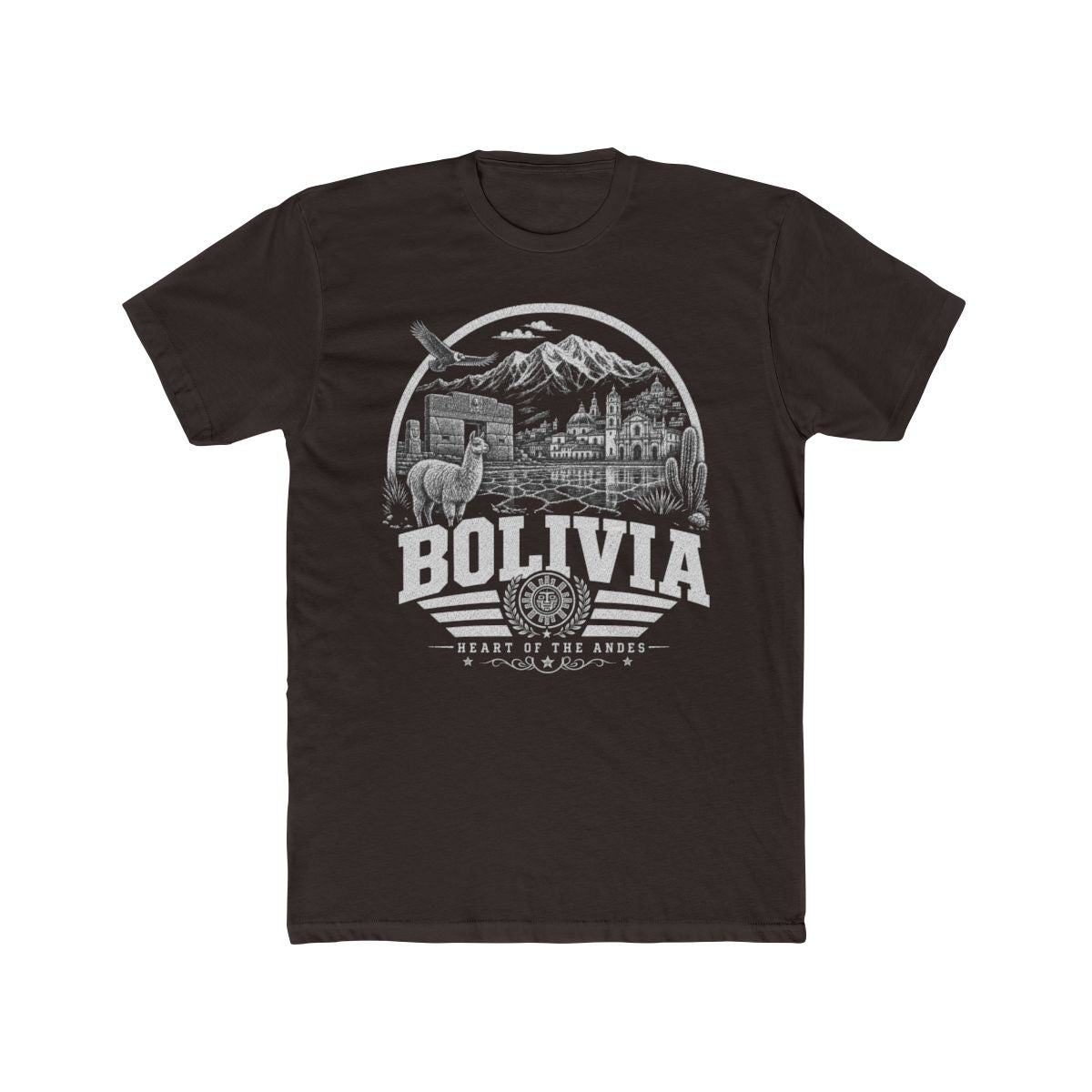 Bolivia vintage landmarks men's tee — iconic landmark design | Nameshi Destinations (view 1)