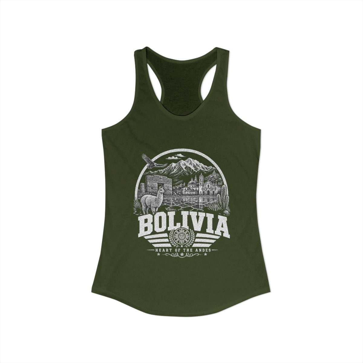 Bolivia Women's Tank Top — Solid Military Green (front)