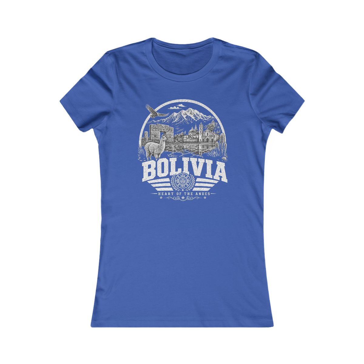 Bolivia vintage landmarks women's tee — iconic landmark design | Nameshi Destinations (view 3)