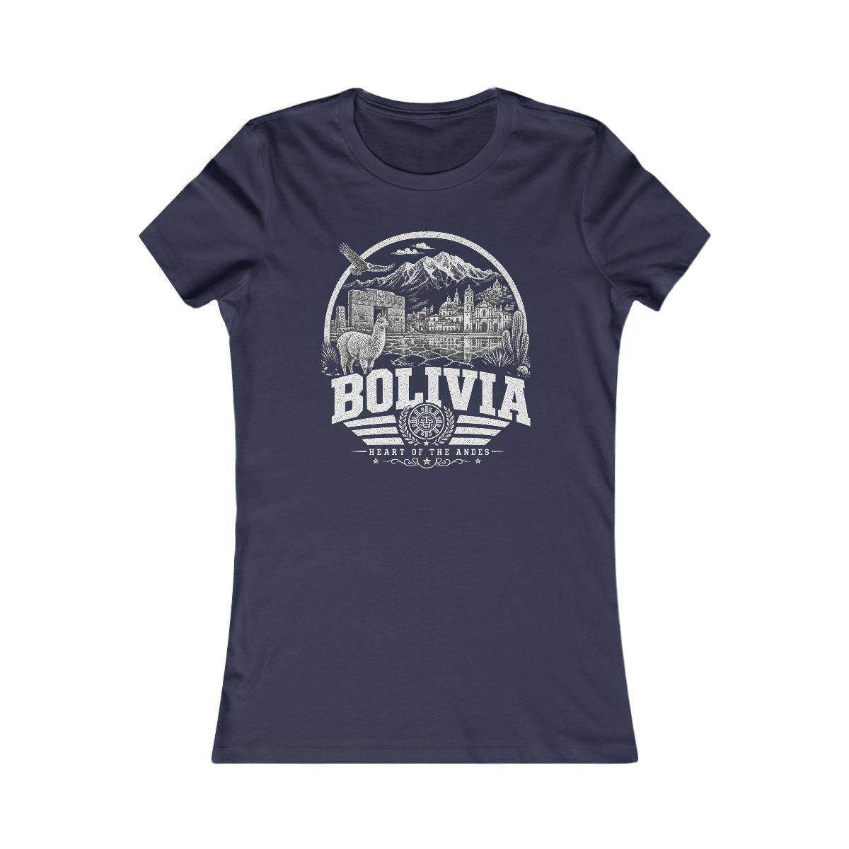 Bolivia vintage landmarks women's tee — iconic landmark design | Nameshi Destinations (view 5)