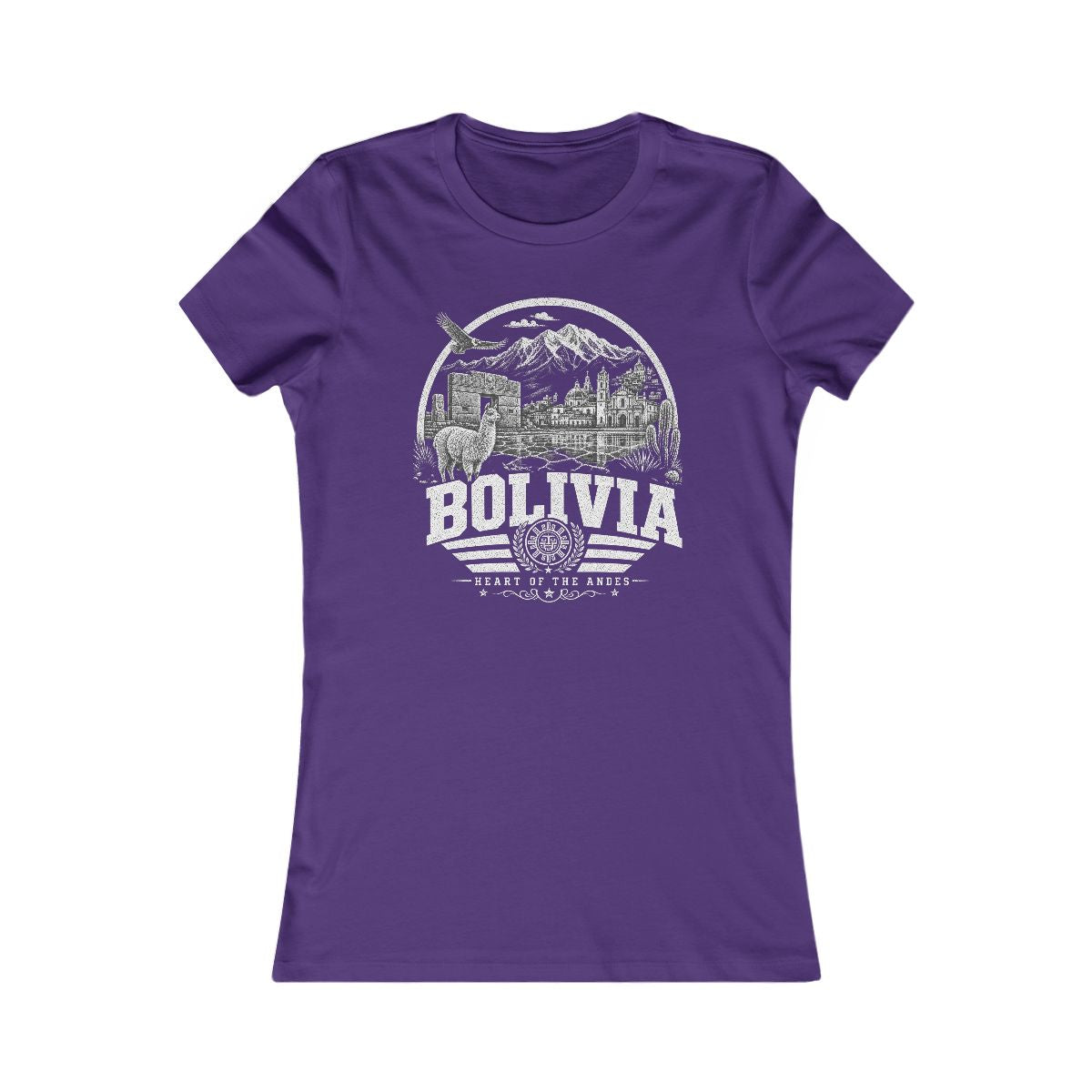 Bolivia vintage landmarks women's tee — iconic landmark design | Nameshi Destinations (view 6)