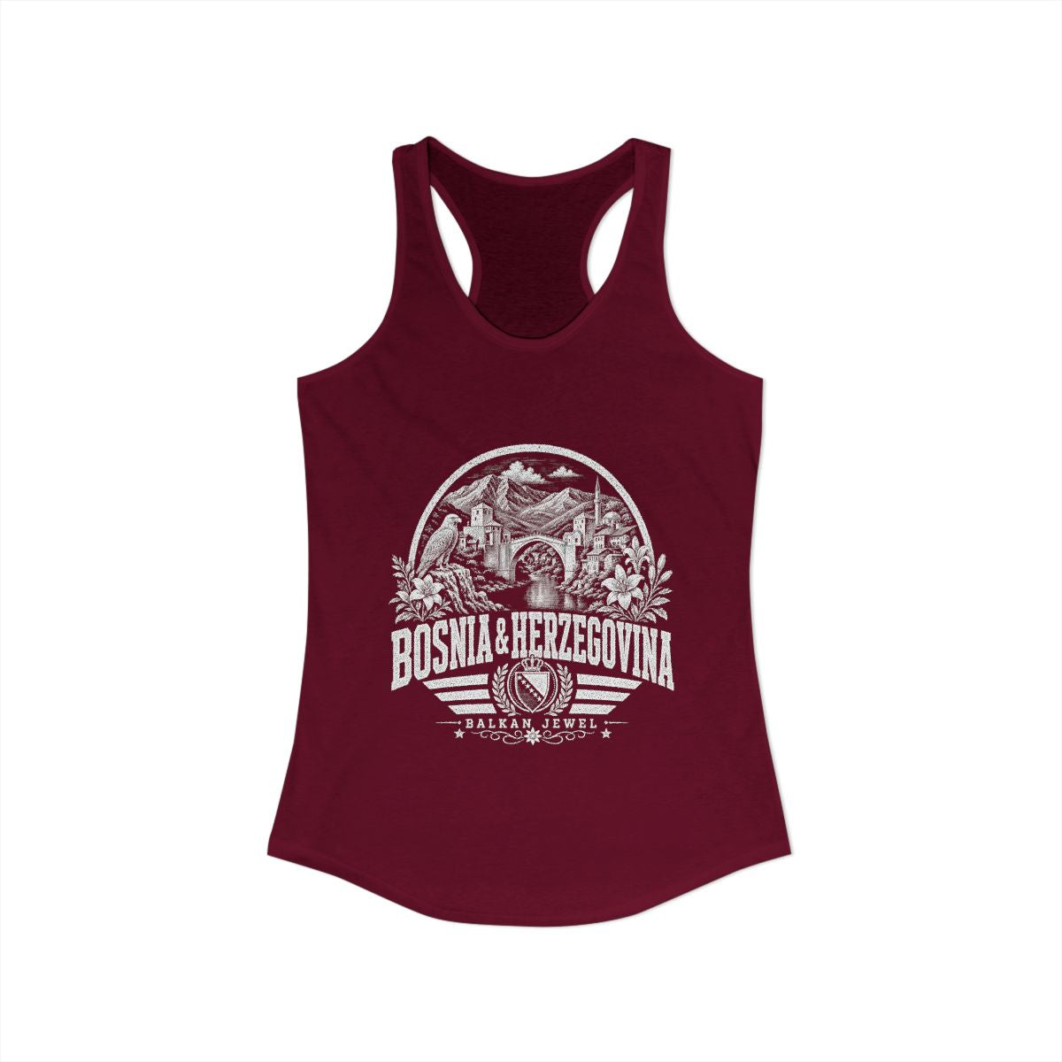 Bosnia y Herzegovina Women's Tank Top — Solid Cardinal Red (front)