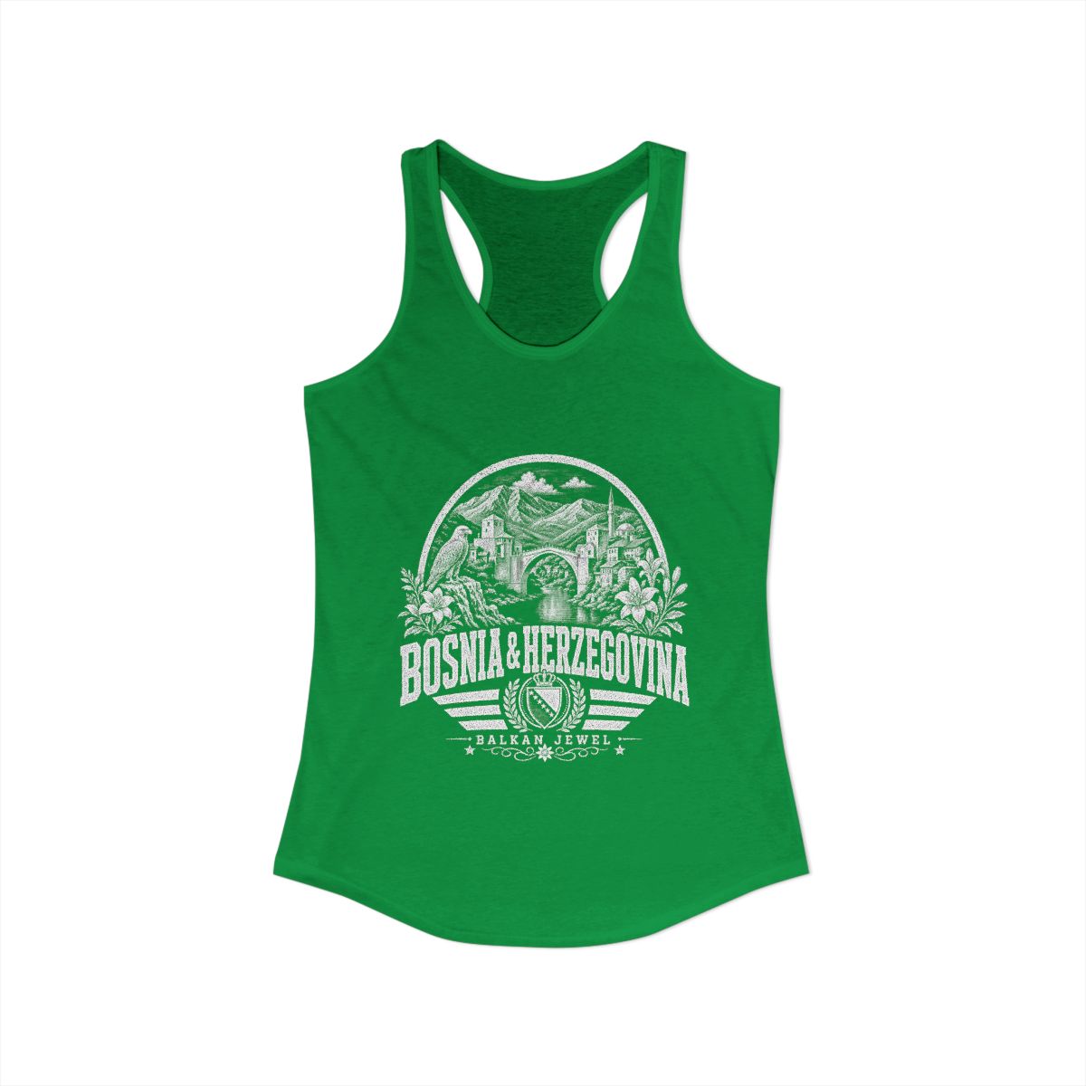 Bosnia y Herzegovina Women's Tank Top — Solid Kelly Green (front)