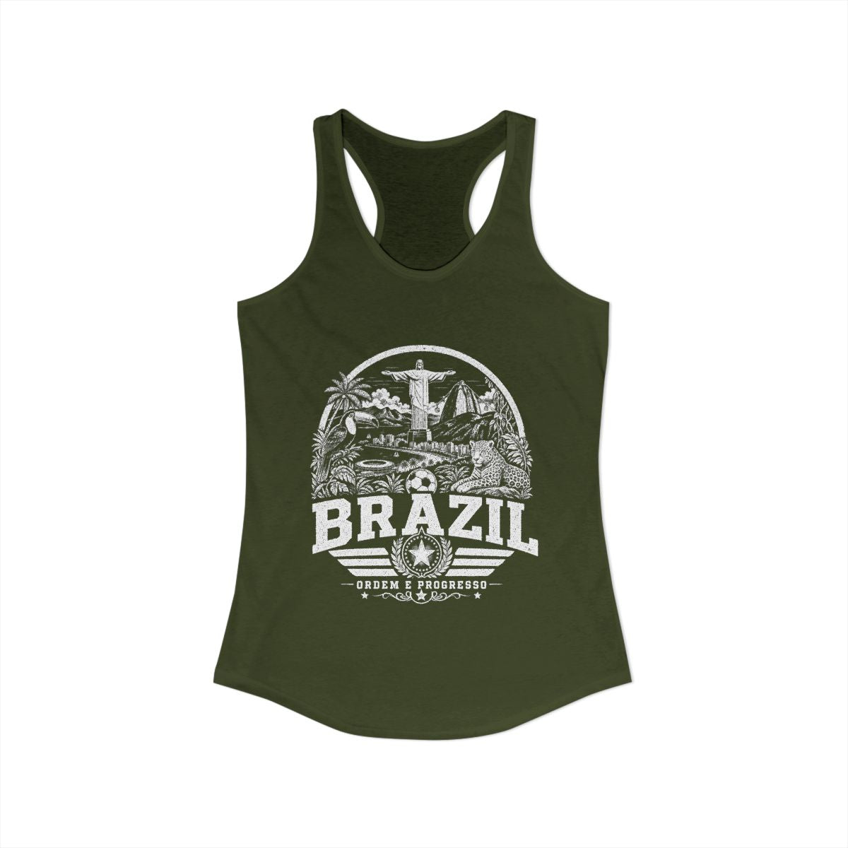 Brazil Women's Tank Top — Solid Military Green (front)
