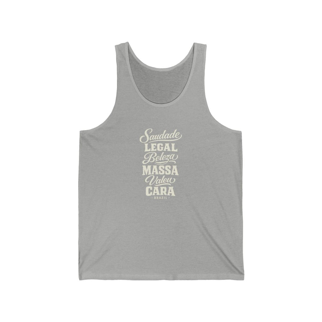Brazil local slang men's tank top — typographic sayings design | Nameshi Destinations (view 1)
