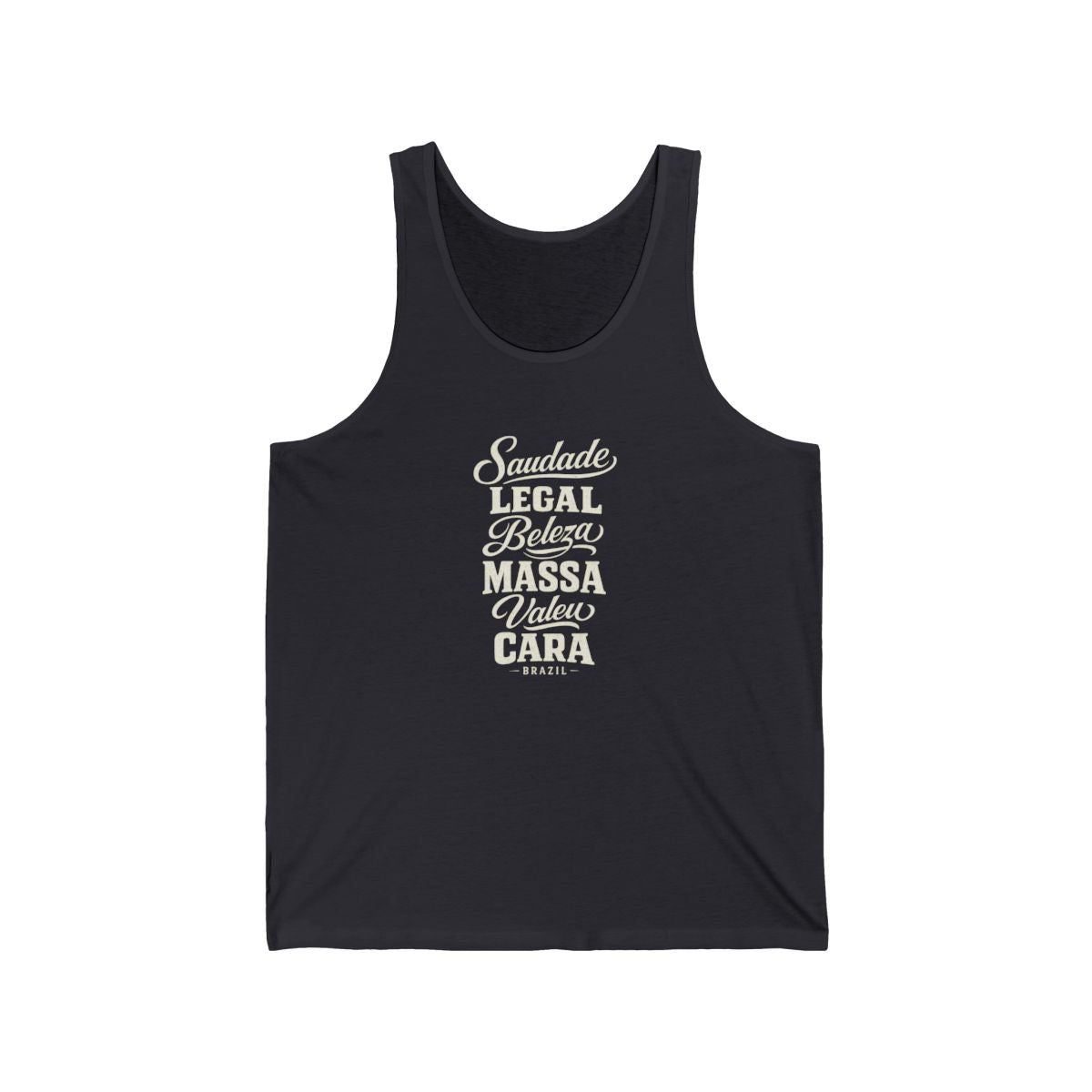 Brazil local slang men's tank top — typographic sayings design | Nameshi Destinations (view 5)