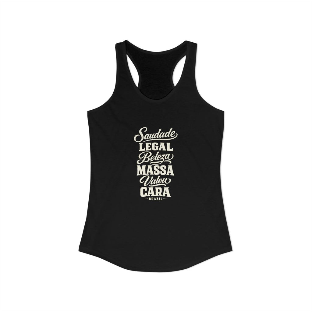Brazil local slang women's tank top — typographic sayings design | Nameshi Destinations (view 1)