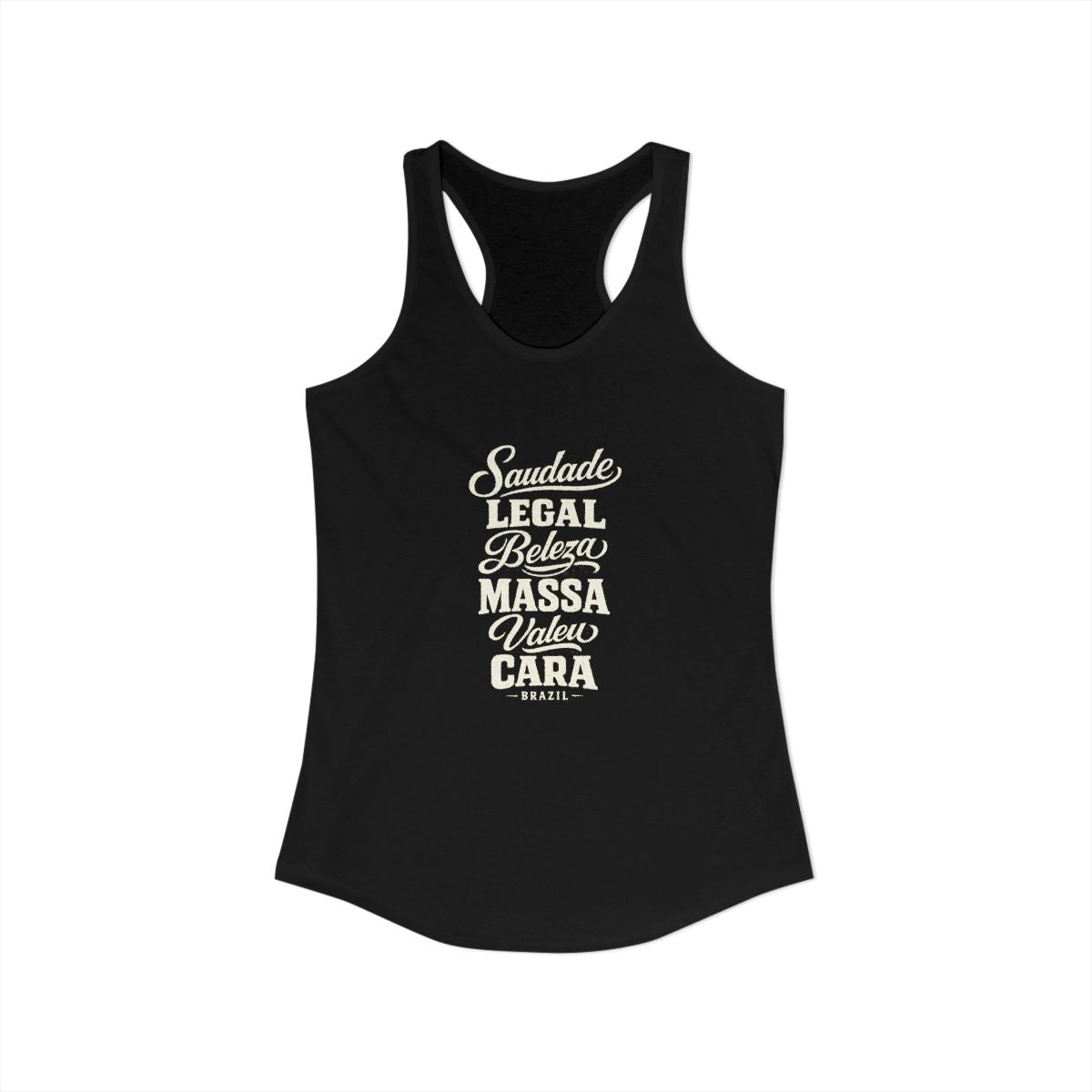 Brazil local slang women's tank top — typographic sayings design | Nameshi Destinations (view 1)
