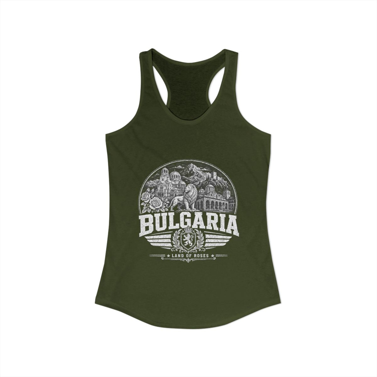 Bulgaria Women's Tank Top — Solid Military Green (front)