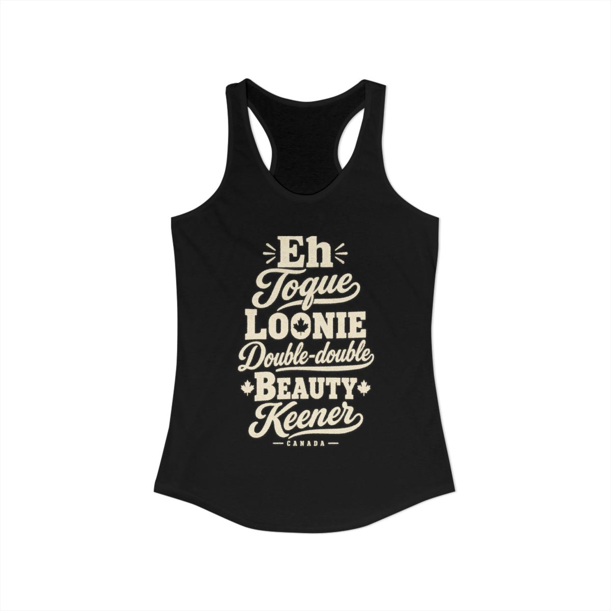 Canada local slang women's tank top — typographic sayings design | Nameshi Destinations (view 1)