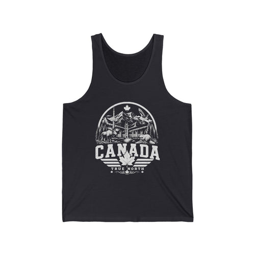 Canada Vintage Landmarks Men's Tank Top — Dark Grey (front)