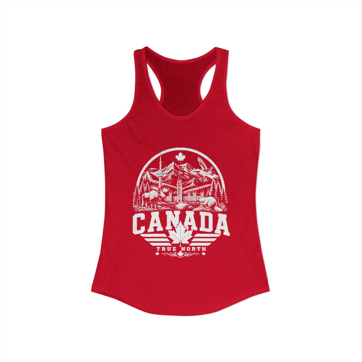 Canada Vintage Landmarks Women's Tank Top — Solid Red (front)