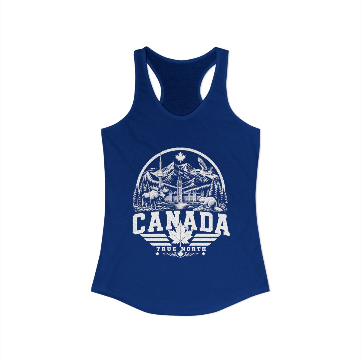 Canada Vintage Landmarks Women's Tank Top — Solid Royal (front)