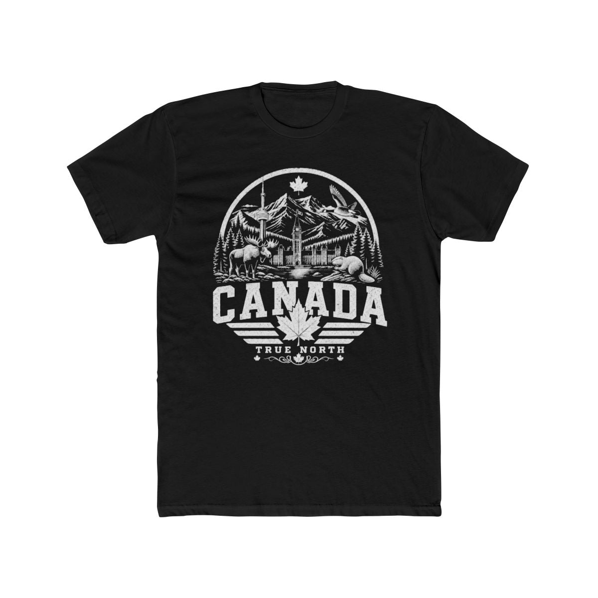 Canada Vintage True North Men's Tee — Solid Black