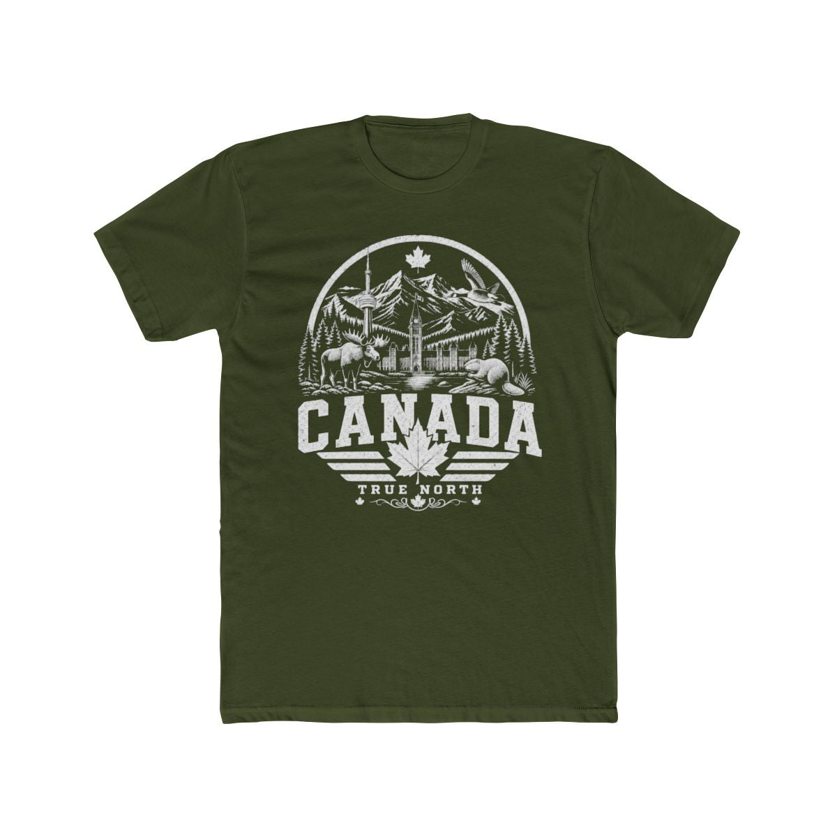 Canada Vintage True North Men's Tee — Solid Military Green