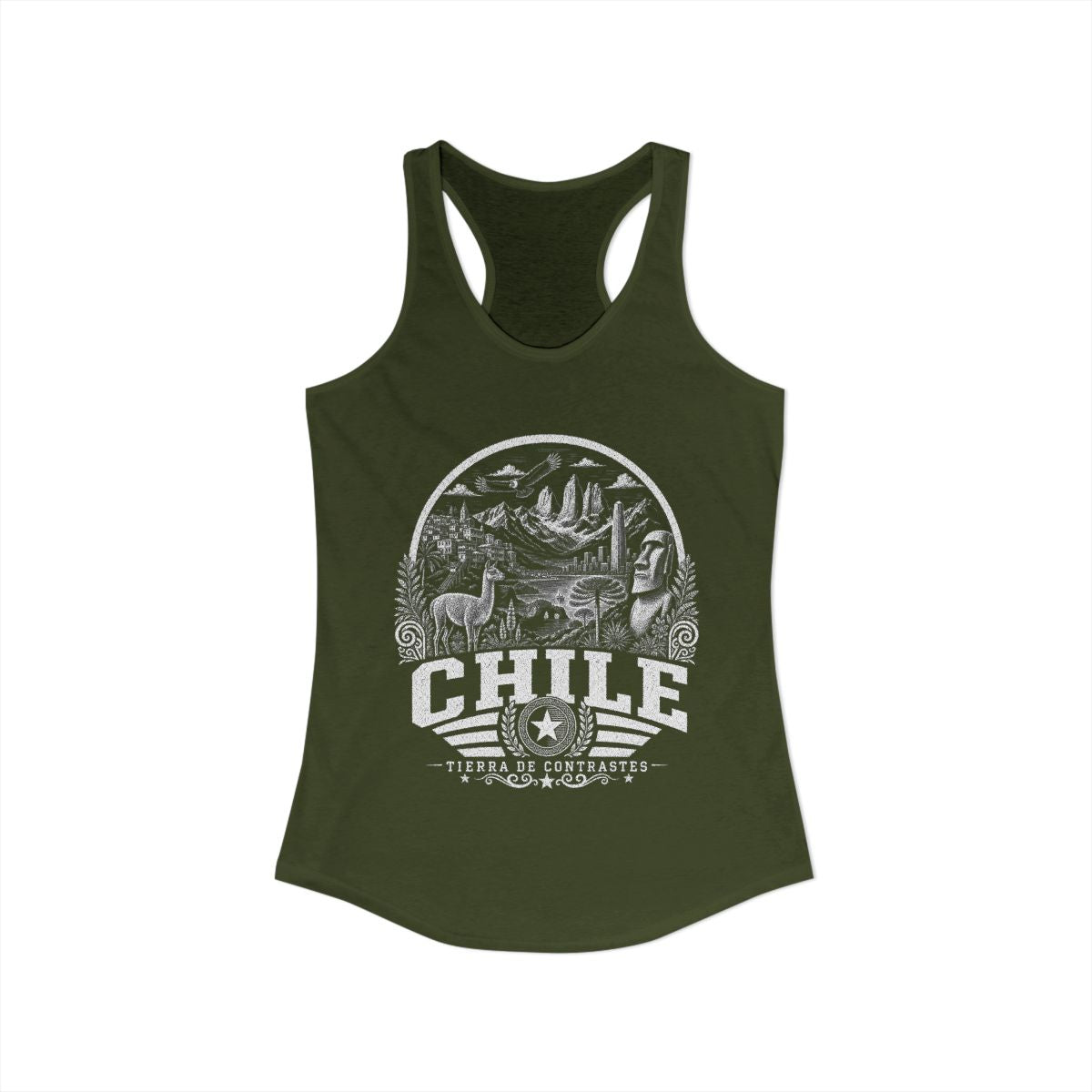 Chile Women's Tank Top — Solid Military Green (front)