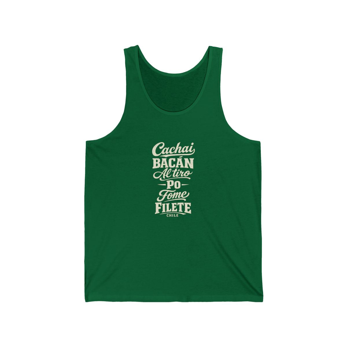 Chile local slang men's tank top — typographic sayings design | Nameshi Destinations (view 7)