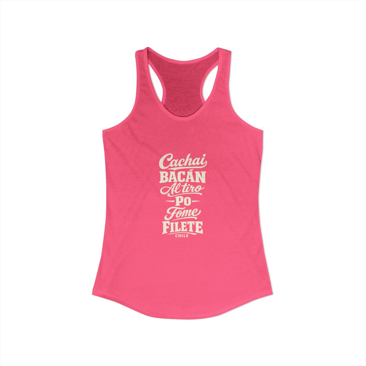 Chile local slang women's tank top — typographic sayings design | Nameshi Destinations (view 3)