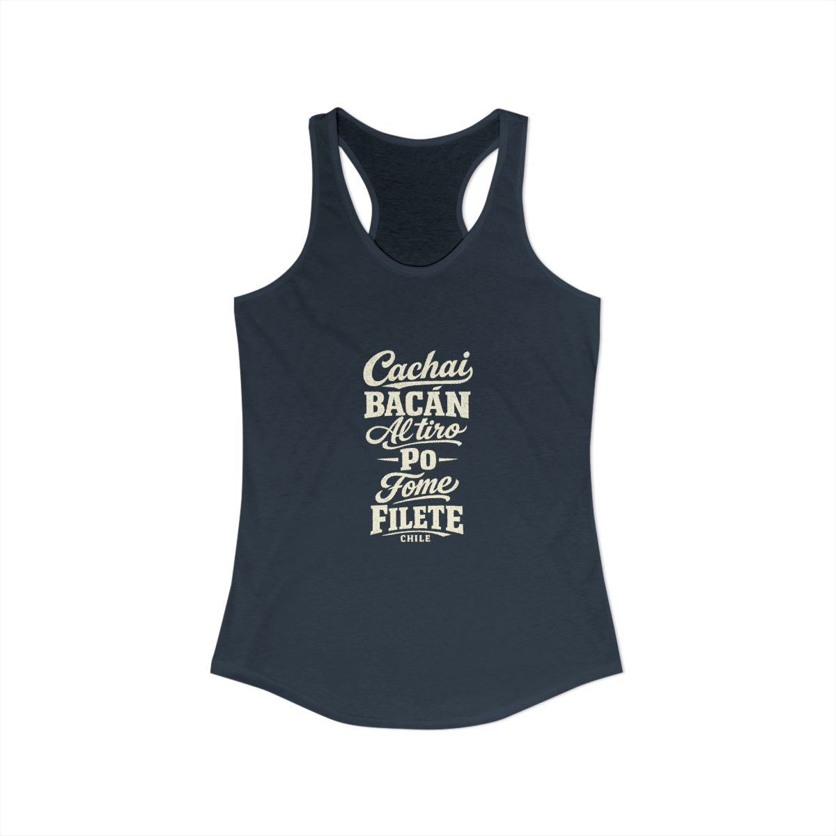 Chile local slang women's tank top — typographic sayings design | Nameshi Destinations (view 5)