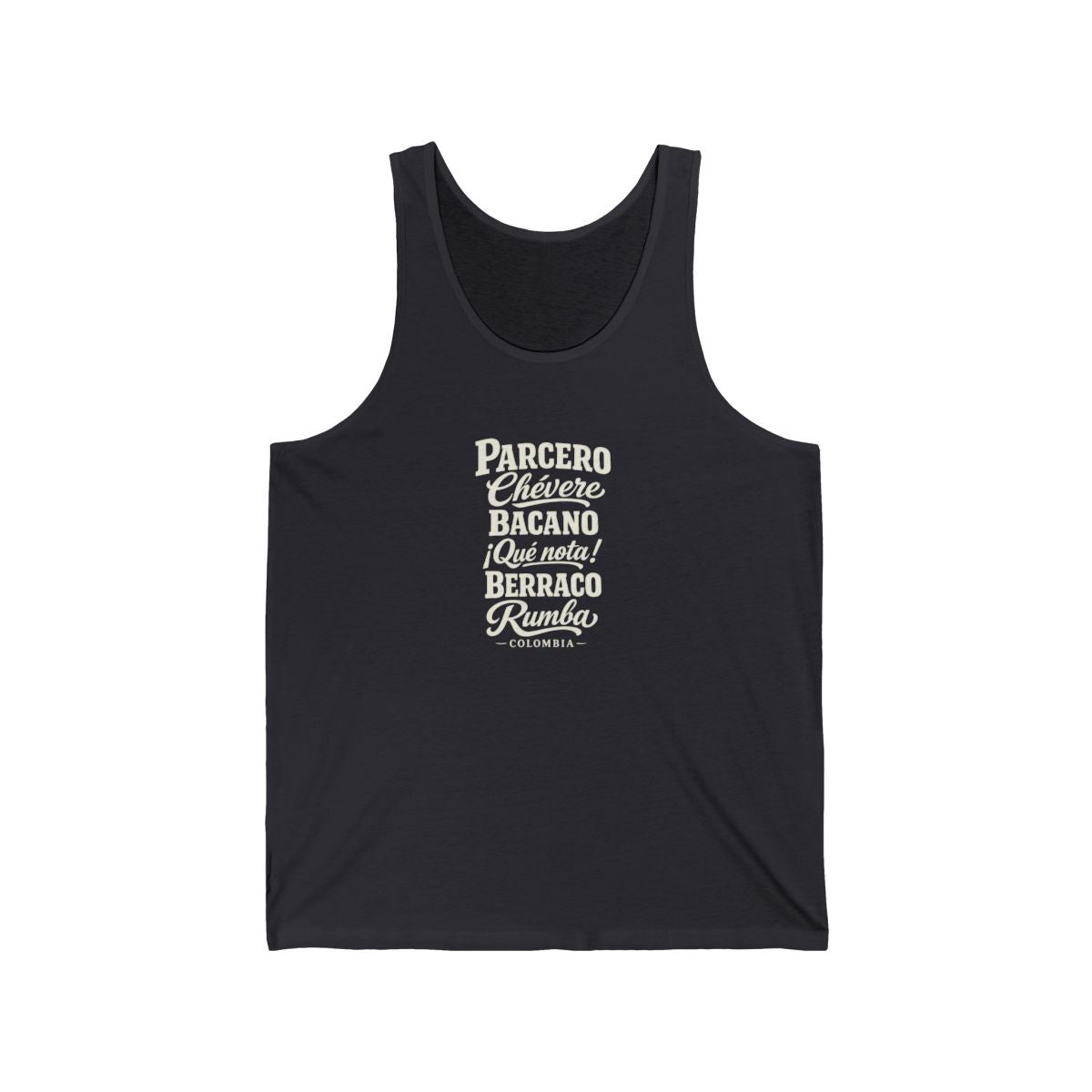 Colombia local slang men's tank top — typographic sayings design | Nameshi Destinations (view 5)