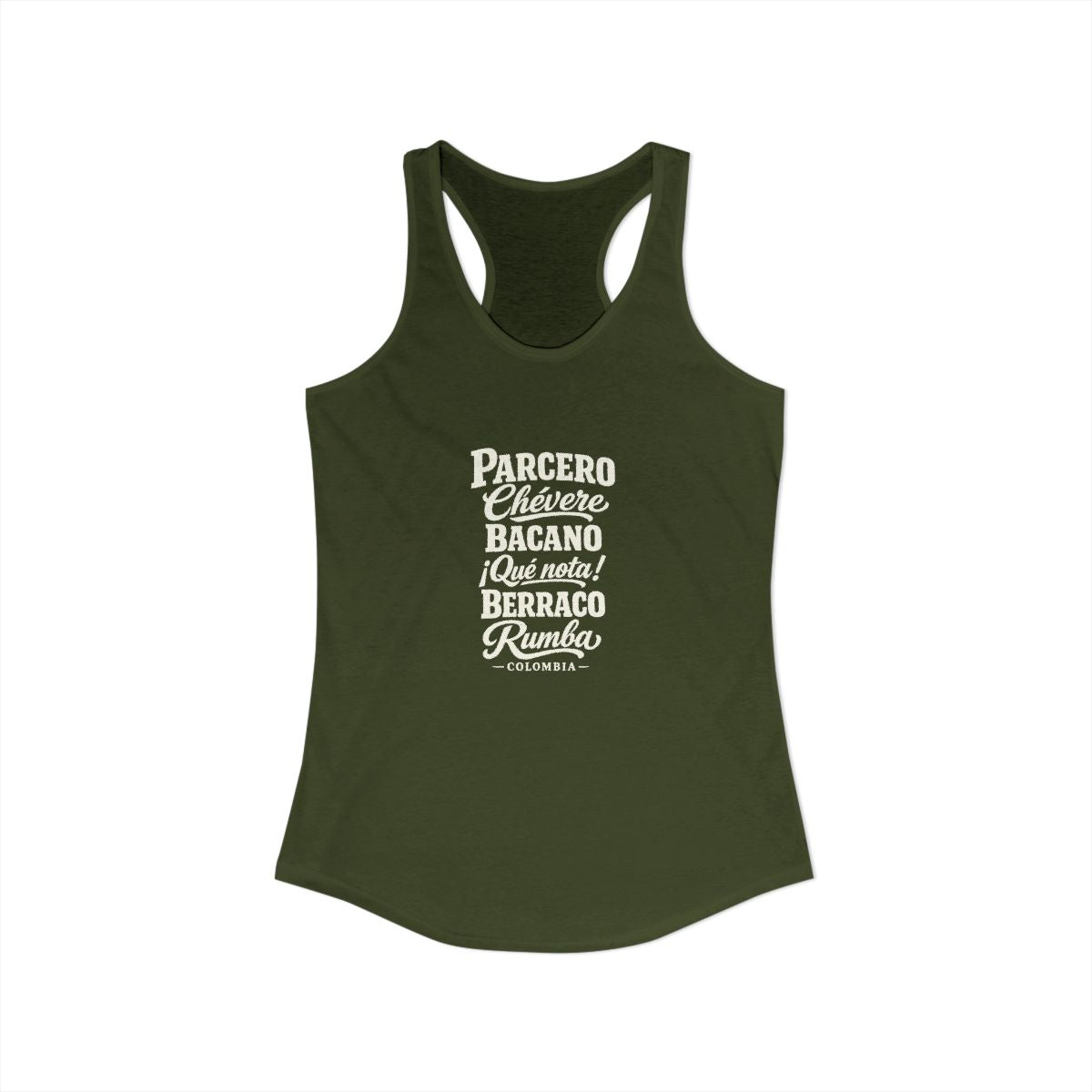 Colombia local slang women's tank top — typographic sayings design | Nameshi Destinations (view 11)
