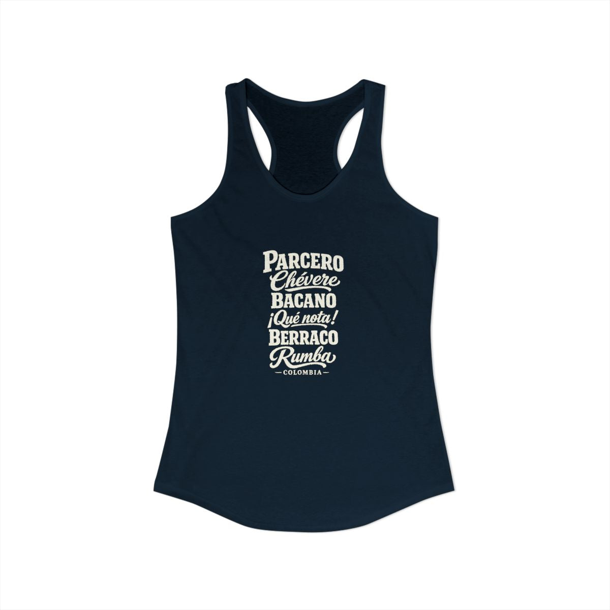 Colombia local slang women's tank top — typographic sayings design | Nameshi Destinations (view 9)