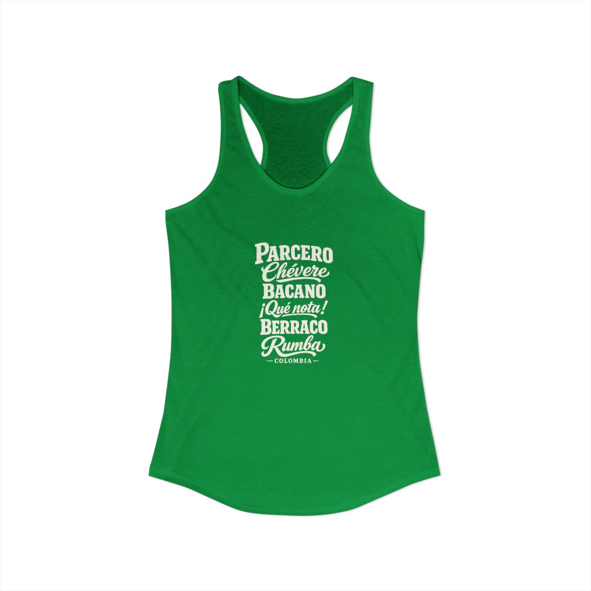 Colombia local slang women's tank top — typographic sayings design | Nameshi Destinations (view 7)
