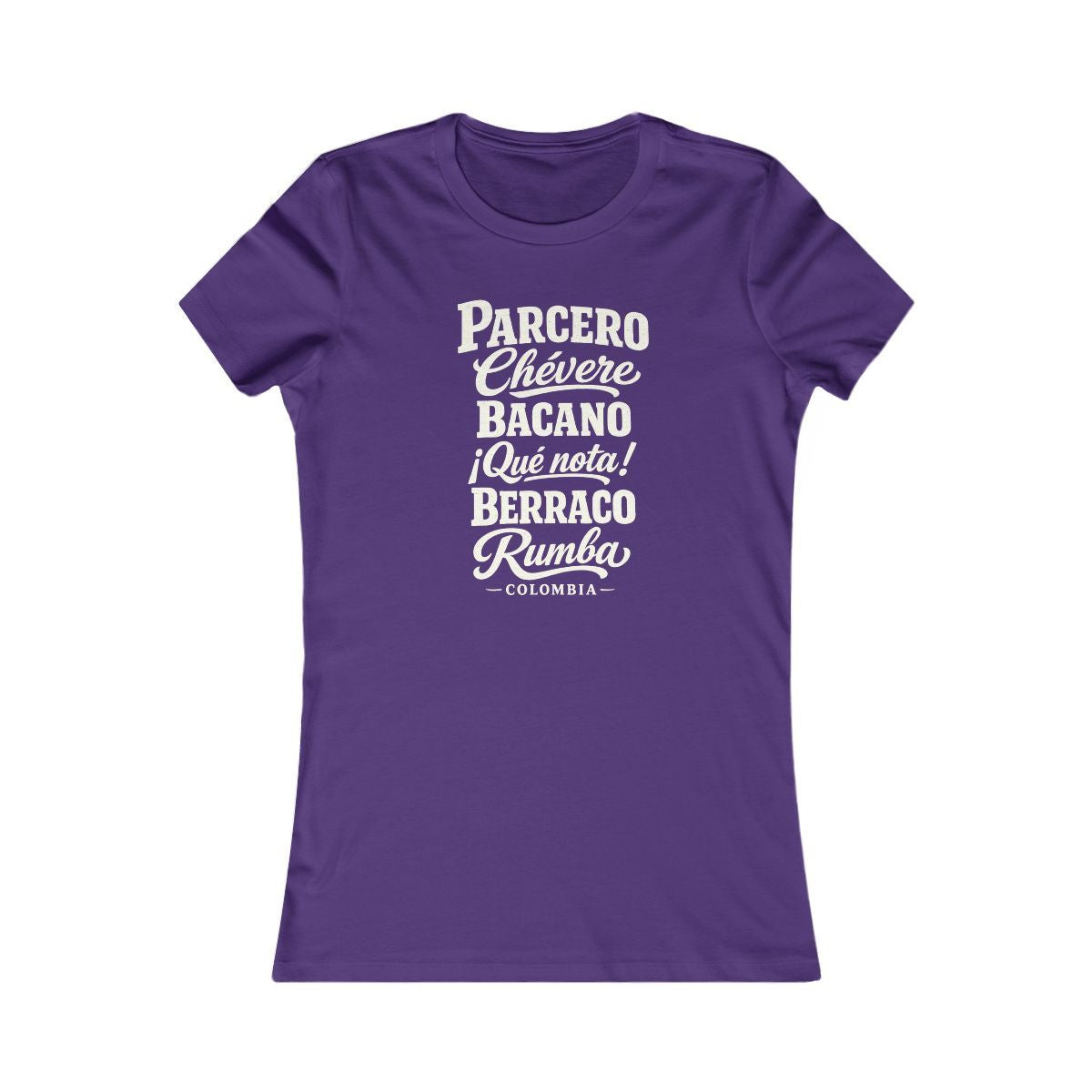 Colombia local slang women's tee — typographic sayings design | Nameshi Destinations (view 6)