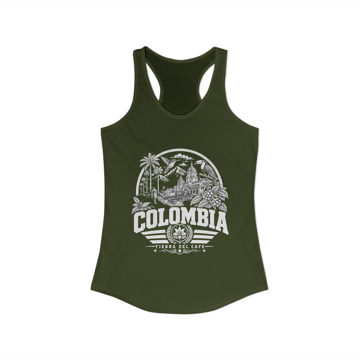 Colombia Women's Tank Top — Solid Military Green (front)