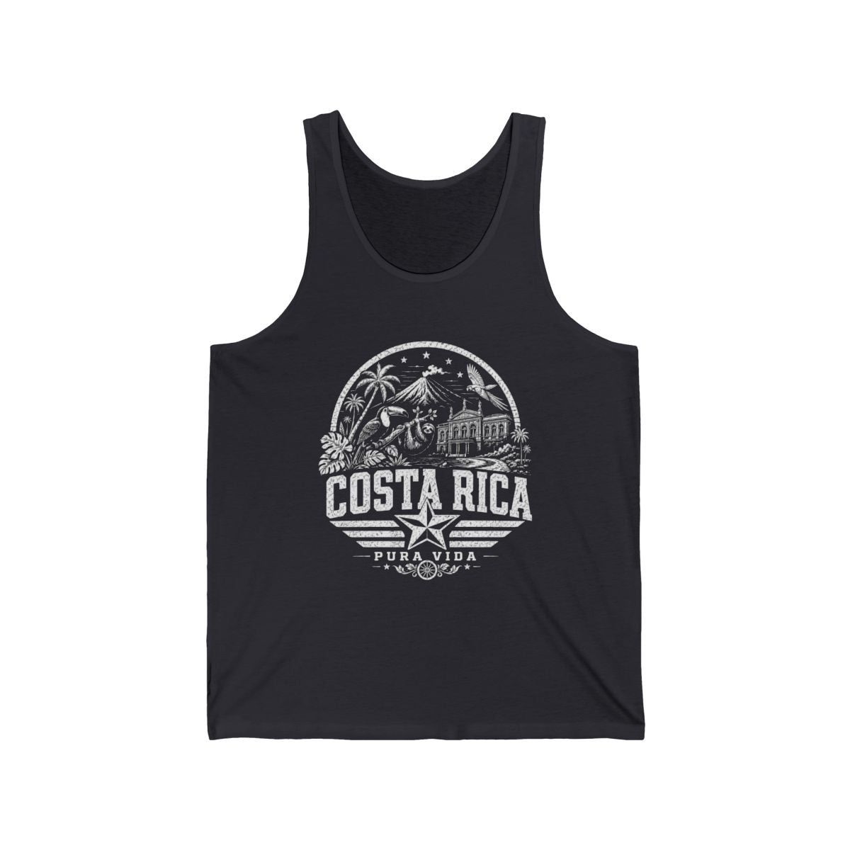 Costa Rica Pura Vida Men's Tank Top — Dark Grey (front)