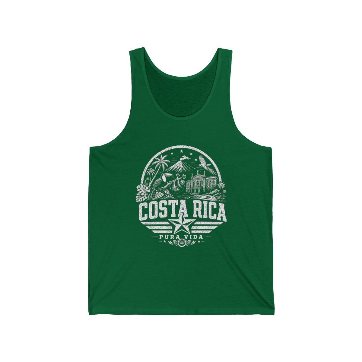 Costa Rica Pura Vida Men's Tank Top — Kelly (front)