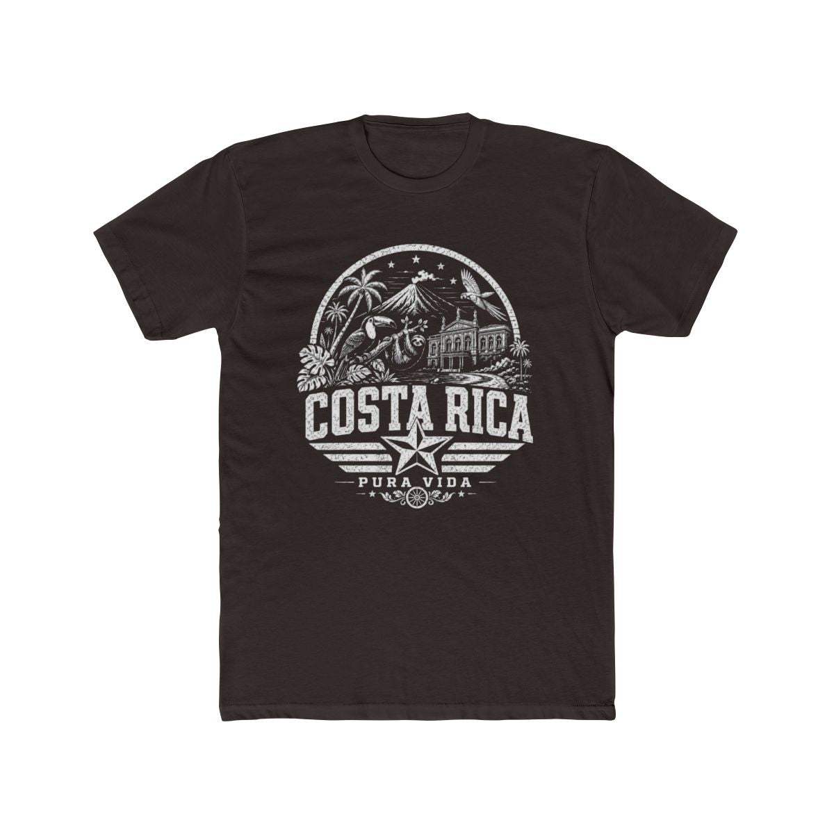 Costa Rica Pura Vida Men's Tee — Solid Dark Chocolate