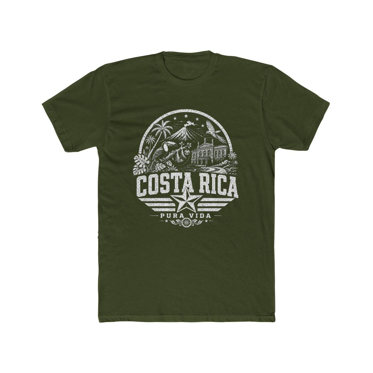 Costa Rica Pura Vida Men's Tee — Solid Military Green