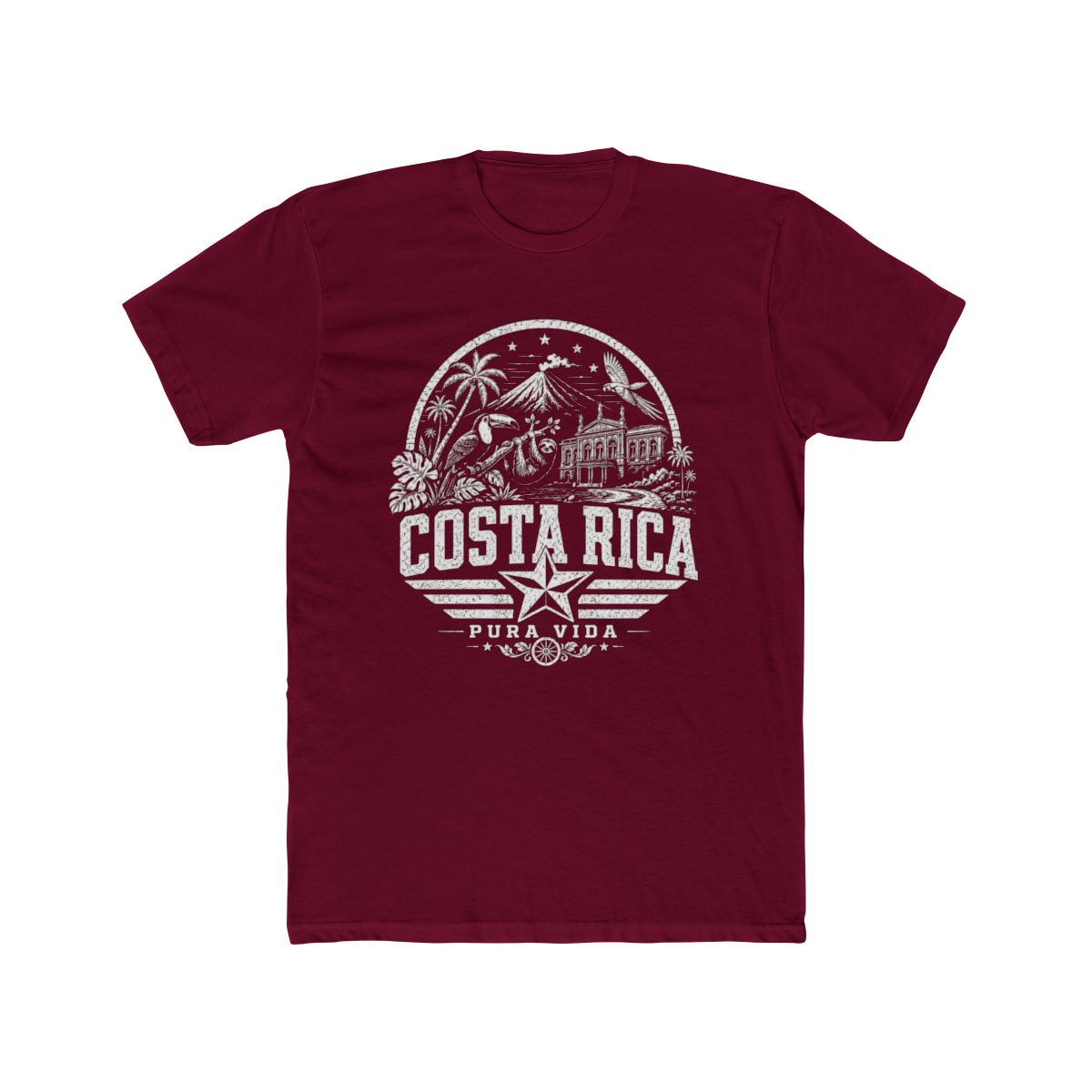 Costa Rica Pura Vida Men's Tee — Solid Cardinal Red