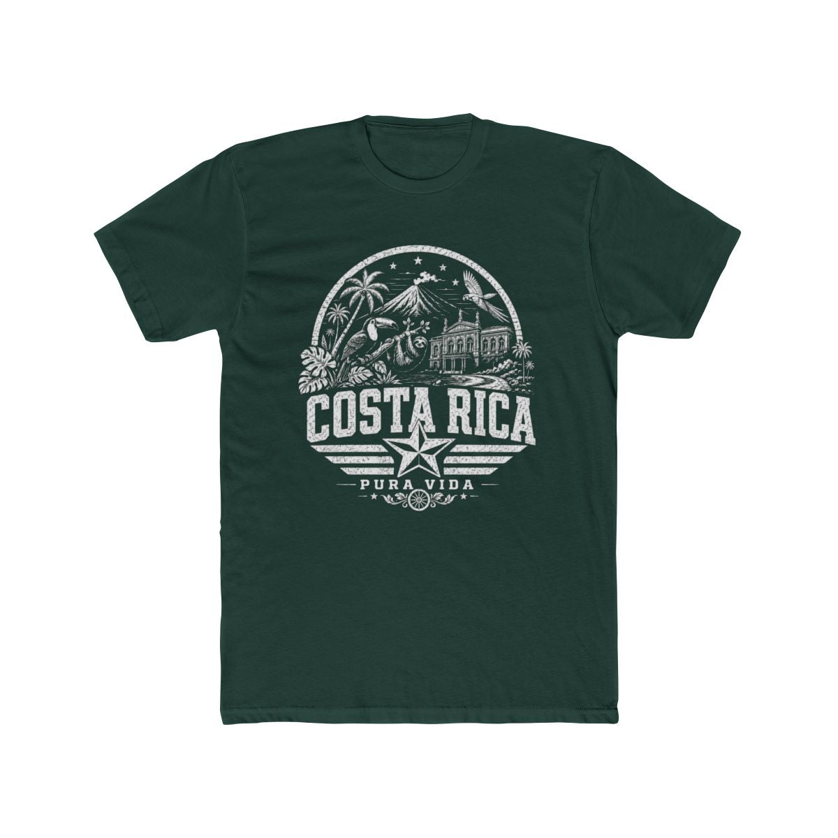 Costa Rica Pura Vida Men's Tee — Solid Forest Green