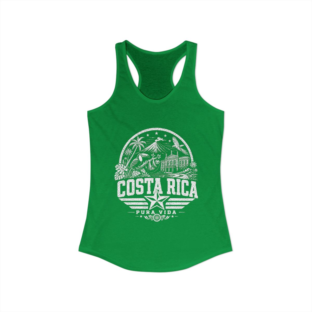 Costa Rica Pura Vida Women's Tank Top — Solid Kelly Green (front)