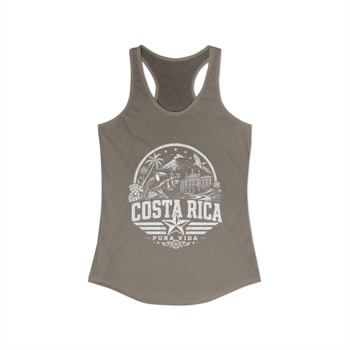 Costa Rica Pura Vida Women's Tank Top — Solid Warm Gray (front)