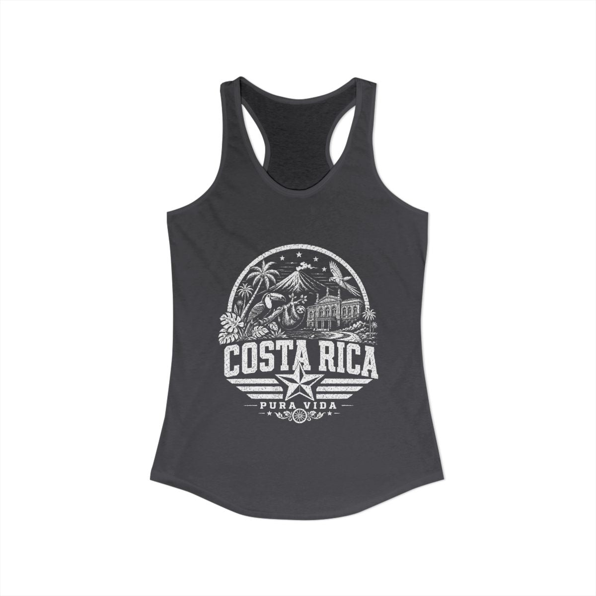 Costa Rica Pura Vida Women's Tank Top — Solid Dark Gray (front)