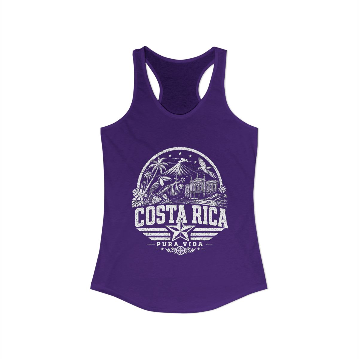 Costa Rica Pura Vida Women's Tank Top — Solid Purple Rush (front)