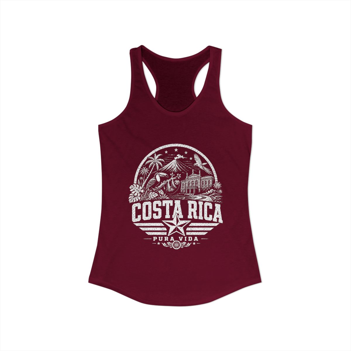Costa Rica Pura Vida Women's Tank Top — Solid Cardinal Red (front)