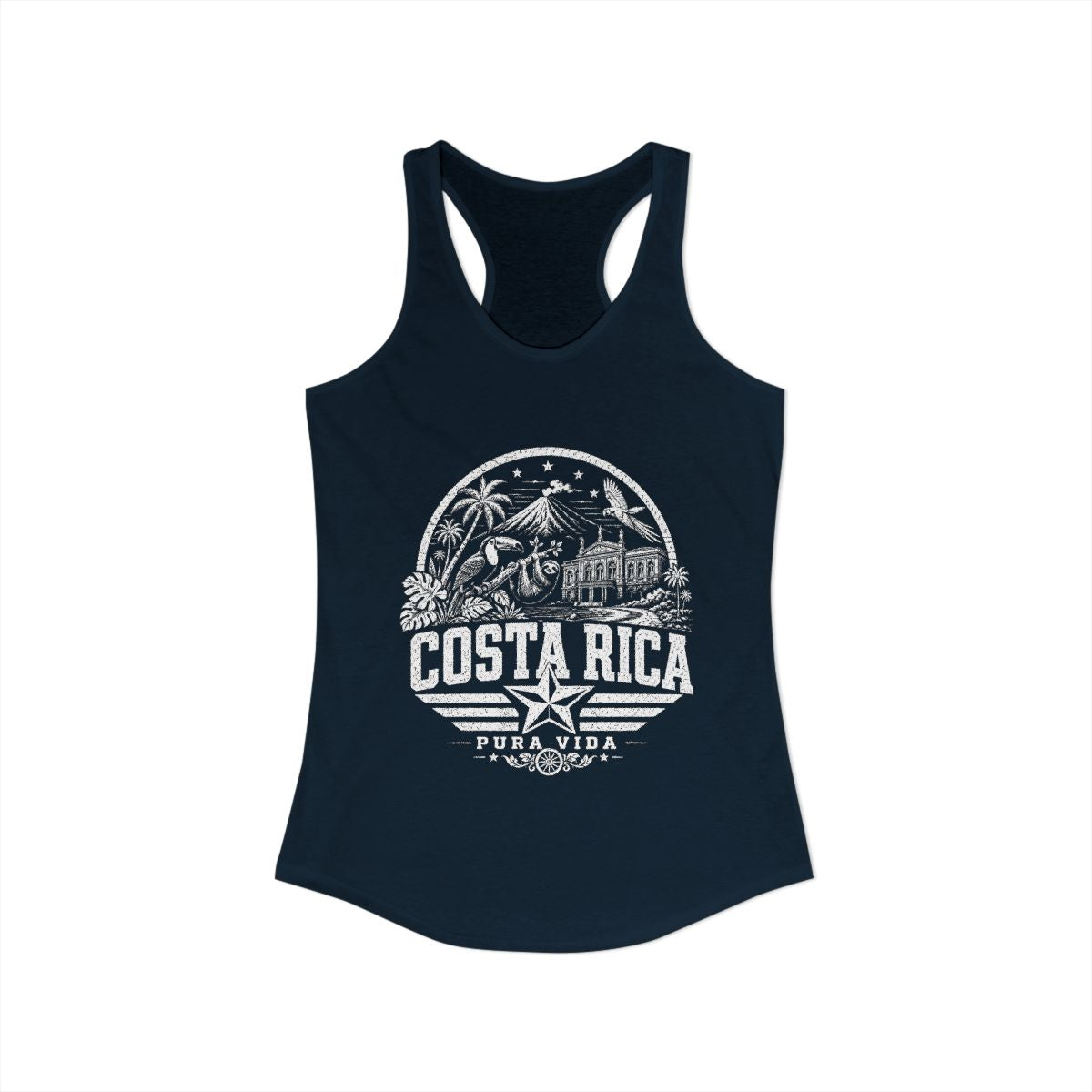 Costa Rica Pura Vida Women's Tank Top — Solid Midnight Navy (front)