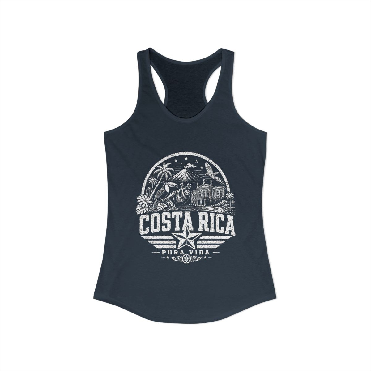 Costa Rica Pura Vida Women's Tank Top — Solid Indigo (front)