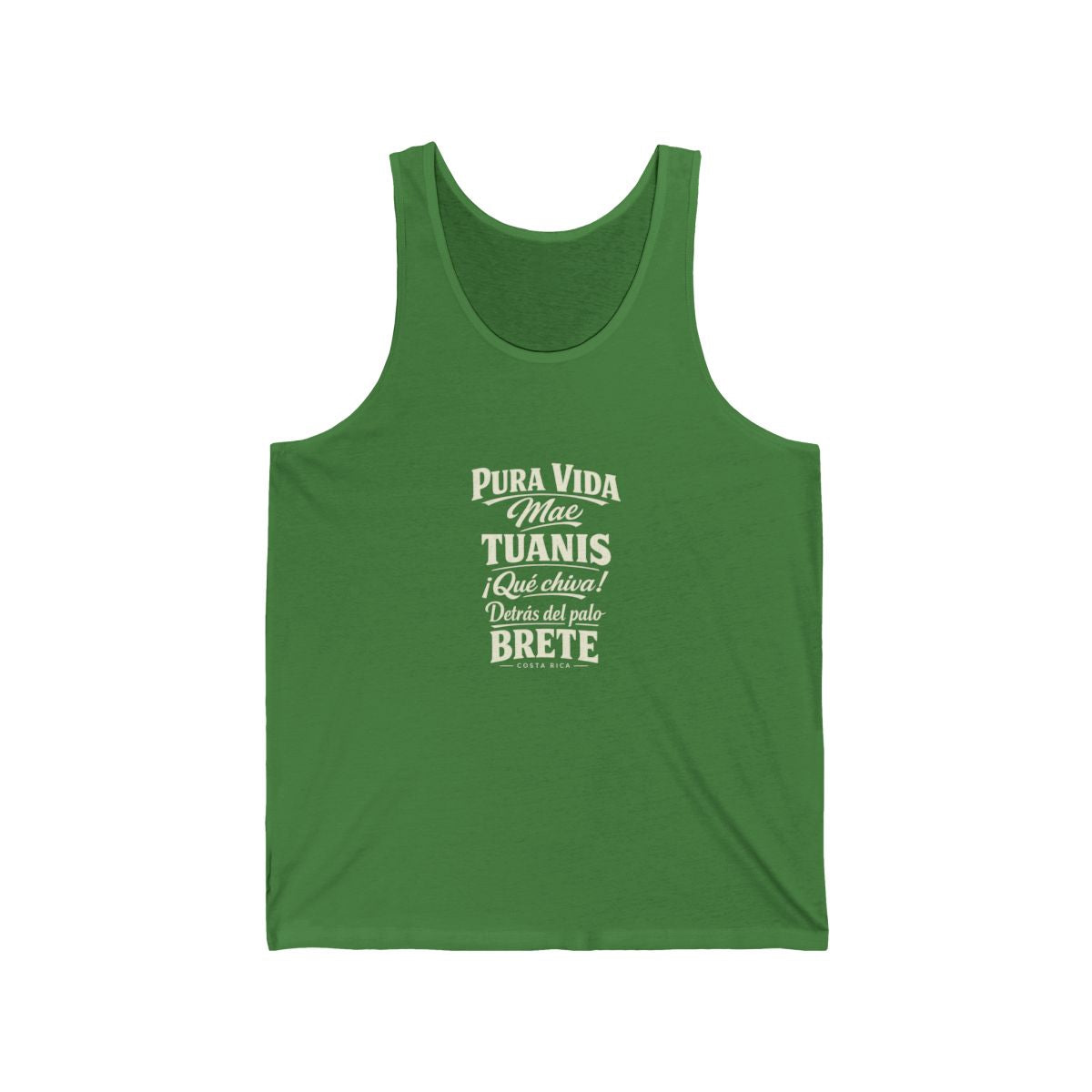 Costa Rica local slang men's tank top — typographic sayings design | Nameshi Destinations (view 9)