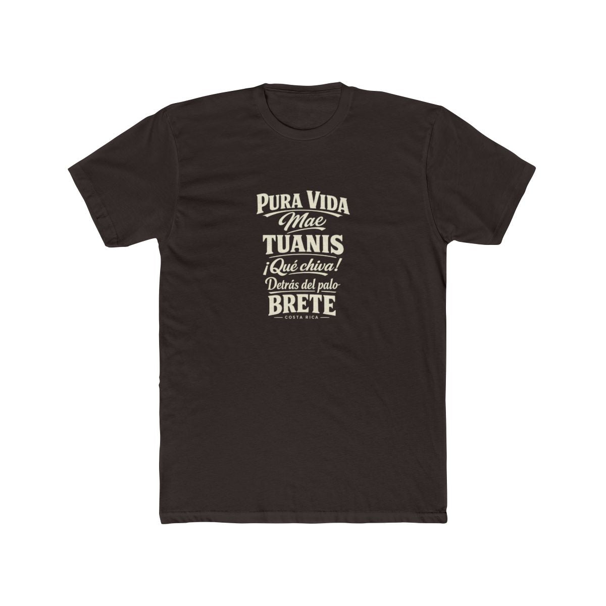 Costa Rica local slang men's tee — typographic sayings design | Nameshi Destinations (view 1)