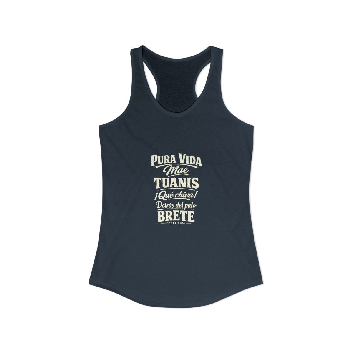 Costa Rica local slang women's tank top — typographic sayings design | Nameshi Destinations (view 5)