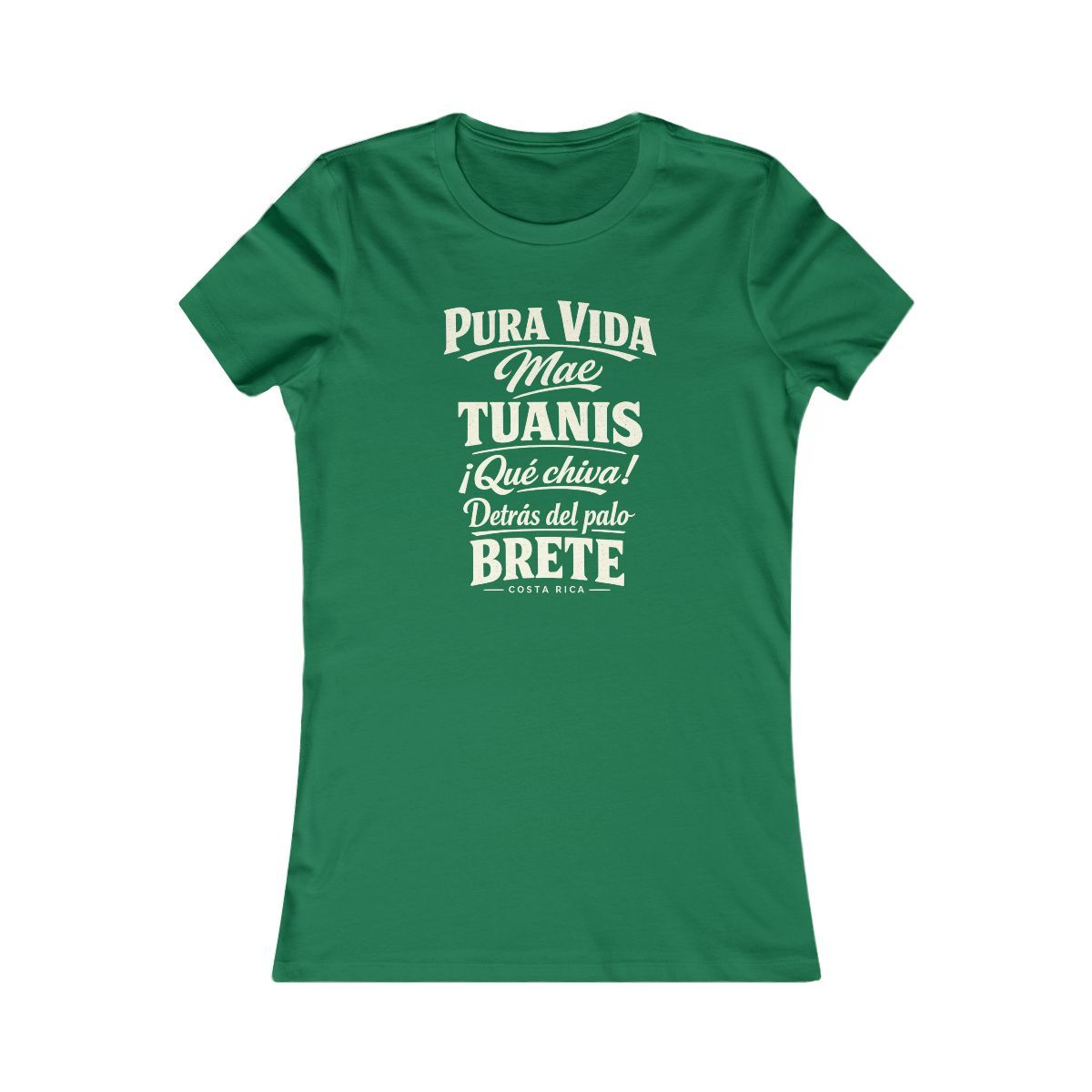 Costa Rica local slang women's tee — typographic sayings design | Nameshi Destinations (view 2)