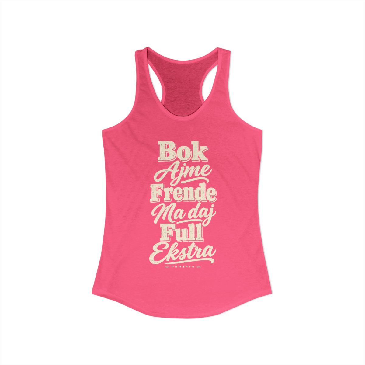 Croatia local slang women's tank top — typographic sayings design | Nameshi Destinations (view 3)
