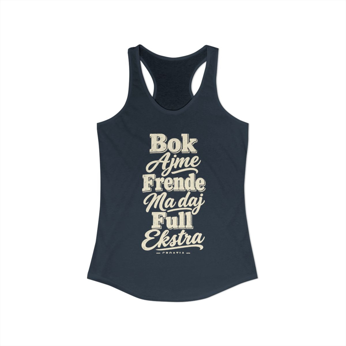 Croatia local slang women's tank top — typographic sayings design | Nameshi Destinations (view 5)