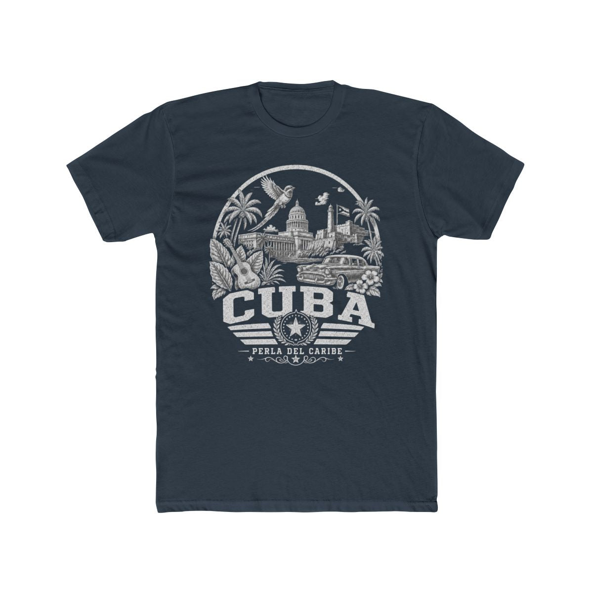 Cuba Men's Tee — Solid Indigo