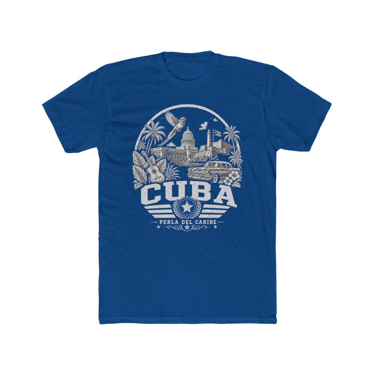 Cuba Men's Tee — Solid Cool Blue